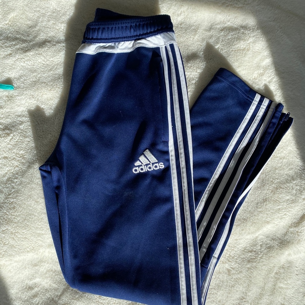 Blue Adidas track pants